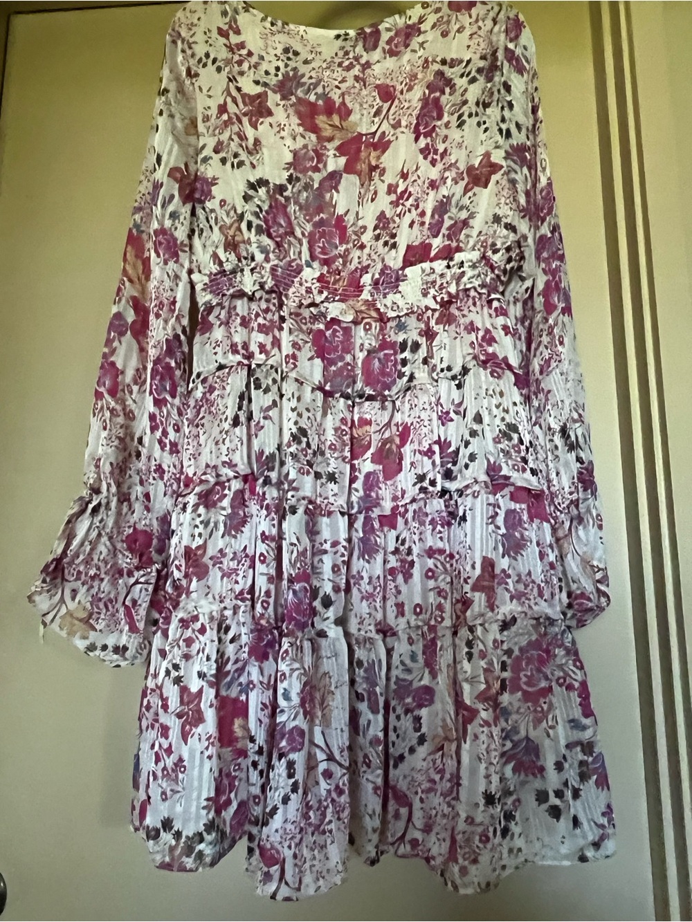 Free People White Floral Midi Dress with Pink Accents - Picture 2 of 3